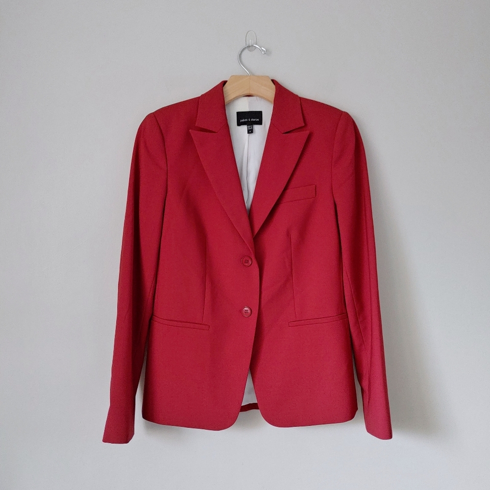 Judith & Charles Tailored Wool Blazer Suit Jacket Size 6 Red